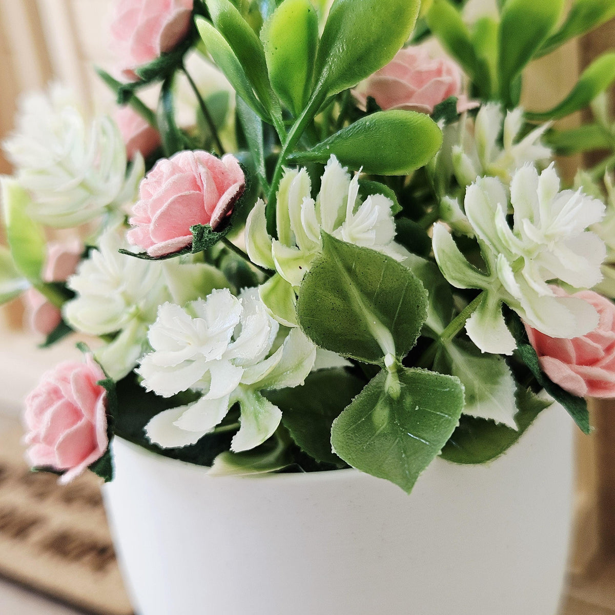 Large Plant Pot with White & Pink Flowers | Oversized Planter | Choice of Colours | 1:12 Scale
