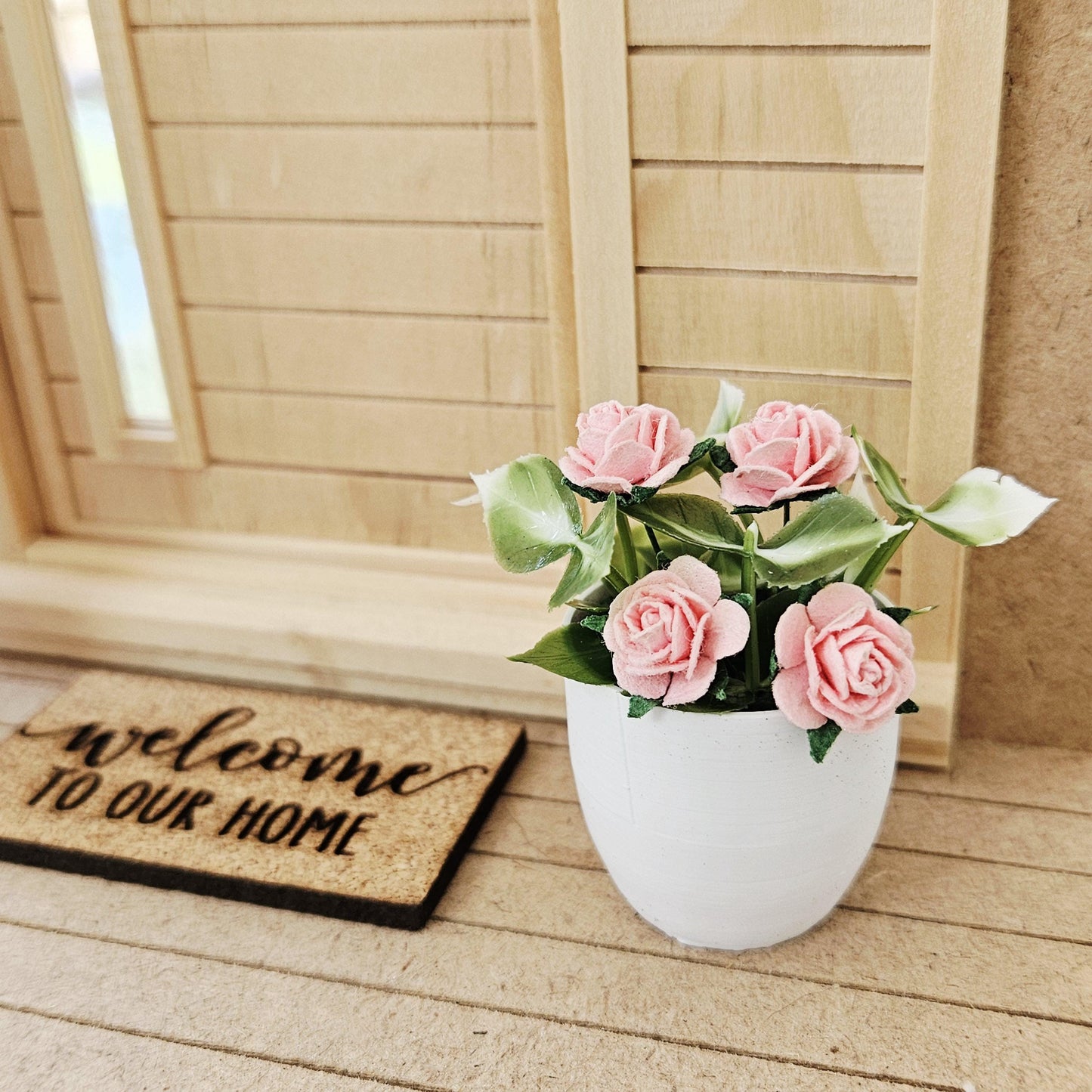 Modern Plant Pot with Roses | Oversized Planter | Choice of Colours | 1:12 Scale