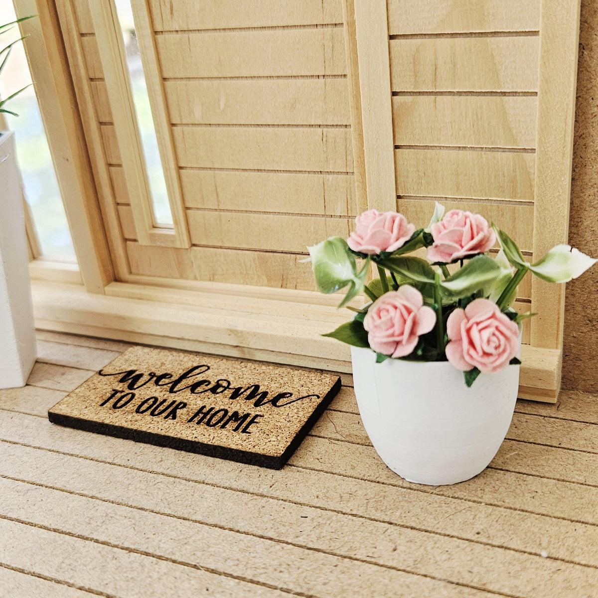 Modern Plant Pot with Roses | Oversized Planter | Choice of Colours | 1:12 Scale