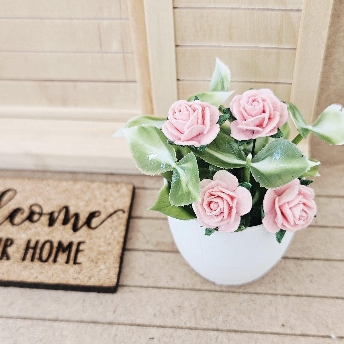 Modern Plant Pot with Roses | Oversized Planter | Choice of Colours | 1:12 Scale