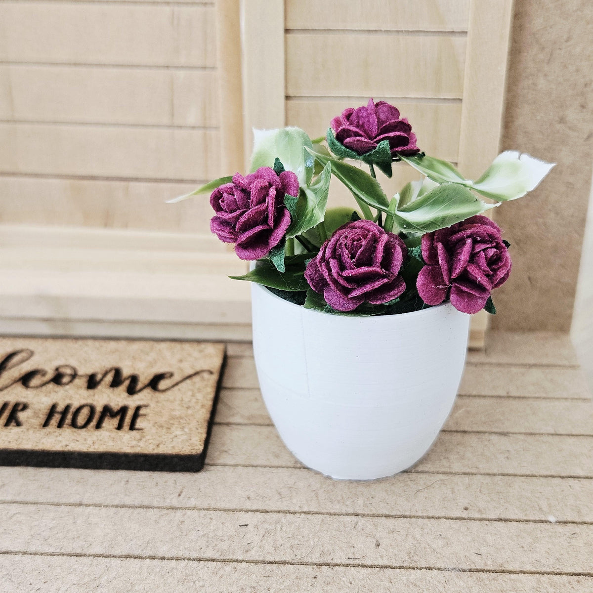 Modern Plant Pot with Roses | Oversized Planter | Choice of Colours | 1:12 Scale