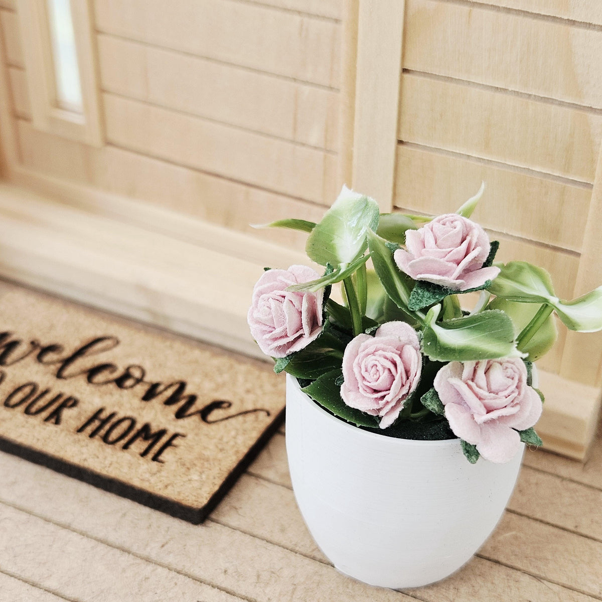 Modern Plant Pot with Roses | Oversized Planter | Choice of Colours | 1:12 Scale