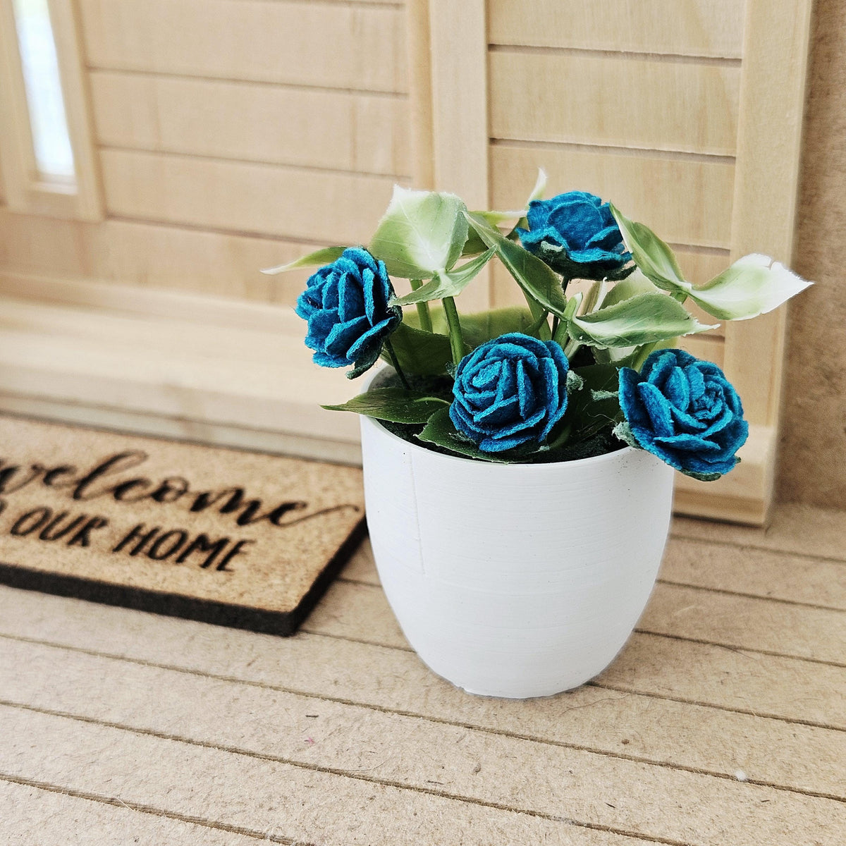 Modern Plant Pot with Roses | Oversized Planter | Choice of Colours | 1:12 Scale