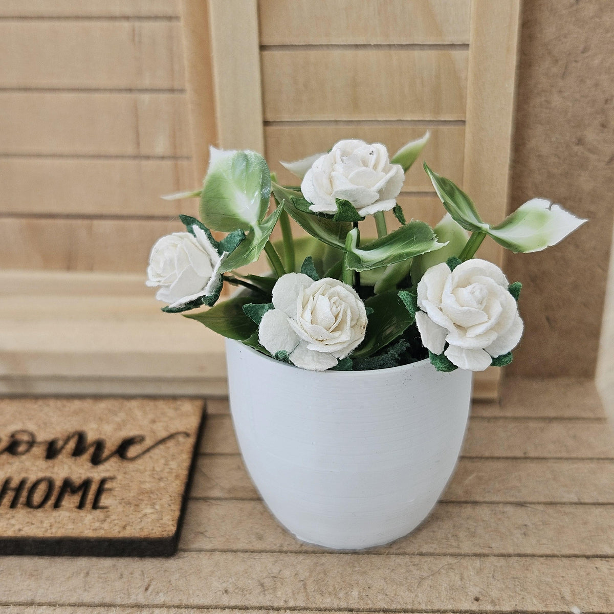 Modern Plant Pot with Roses | Oversized Planter | Choice of Colours | 1:12 Scale