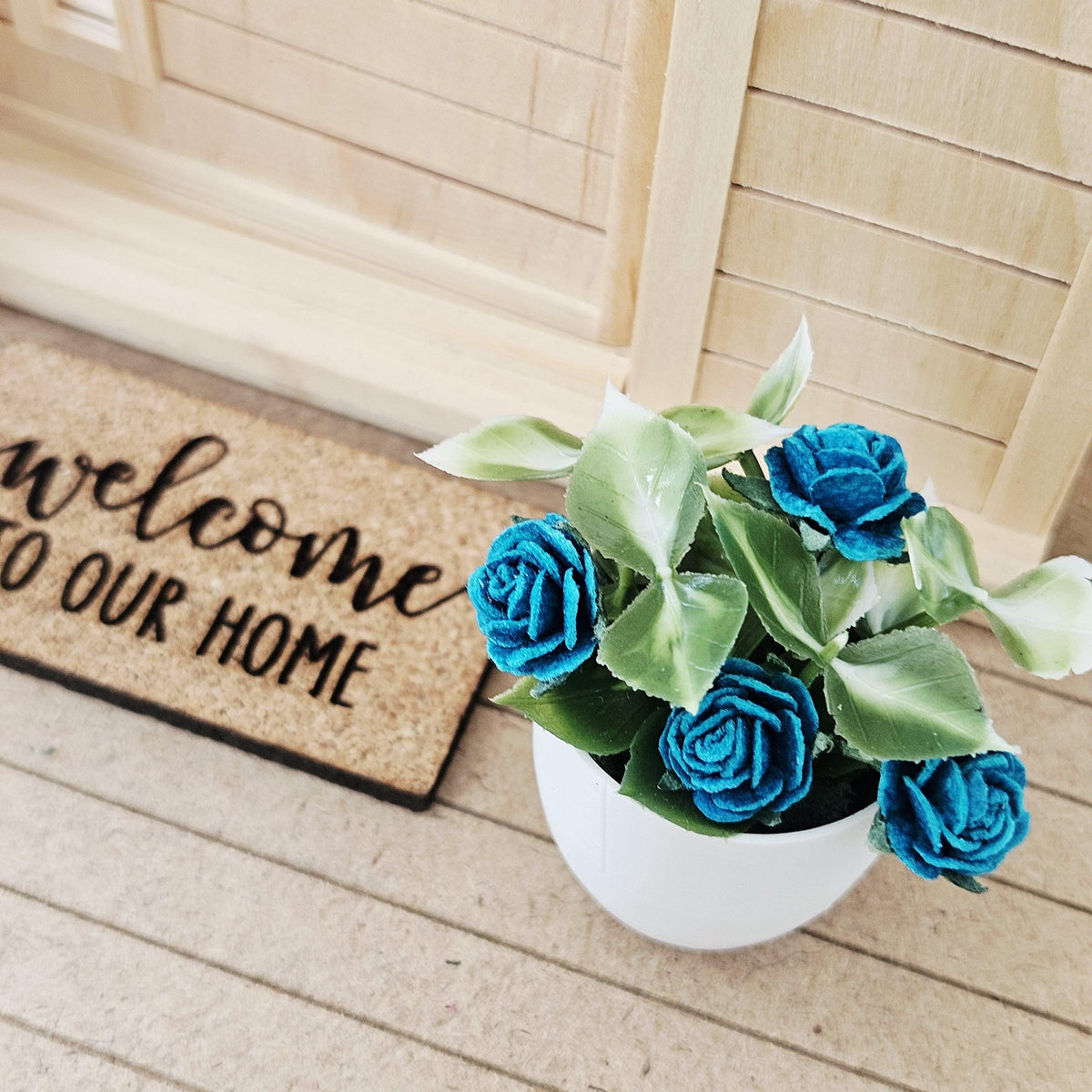 Modern Plant Pot with Roses | Oversized Planter | Choice of Colours | 1:12 Scale