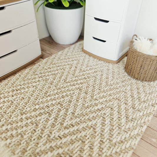 Beige Herringbone Rug – alternate view 2 | 1:12 scale dolls house miniature