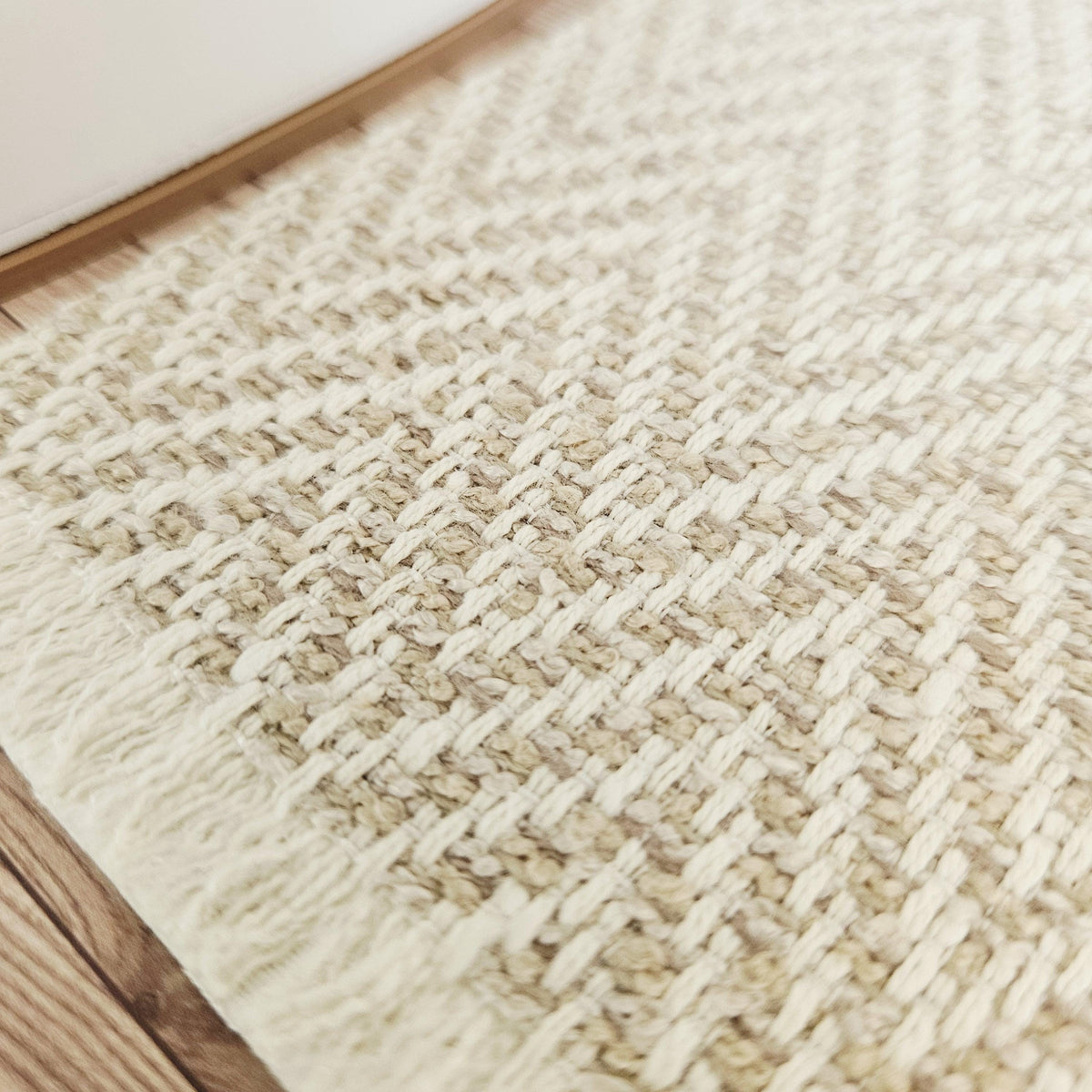 Beige Herringbone Rug – alternate view 3 | 1:12 scale dolls house miniature