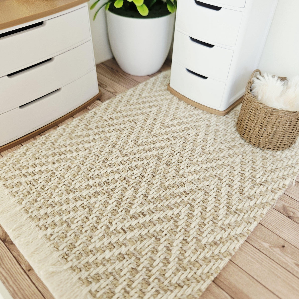 Beige Herringbone Rug – alternate view 6 | 1:12 scale dolls house miniature