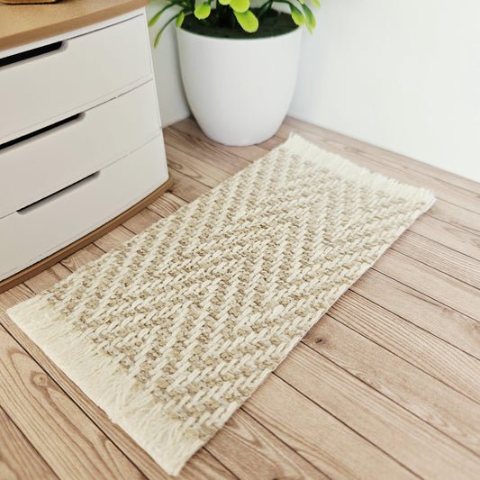 Beige Herringbone Runner / Rug | 1:12 scale dolls house miniature