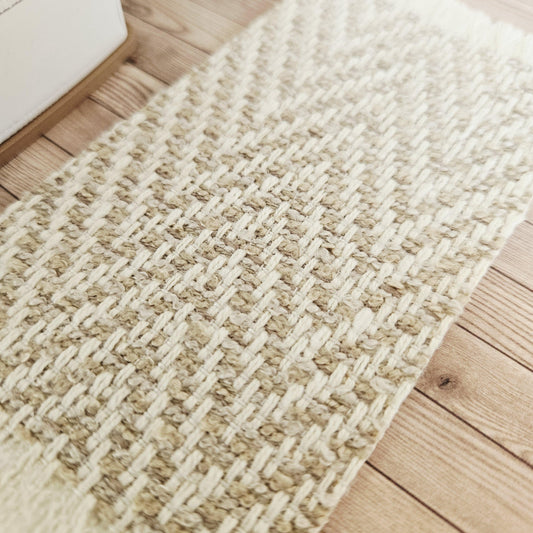 Beige Herringbone Runner / Rug – alternate view 2 | 1:12 scale dolls house miniature