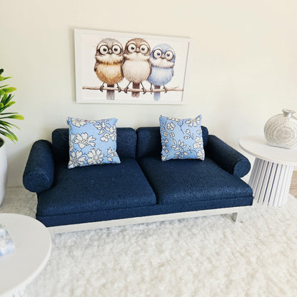 Navy Modern Sofa – alternate view 4 | 1:12 scale dolls house miniature