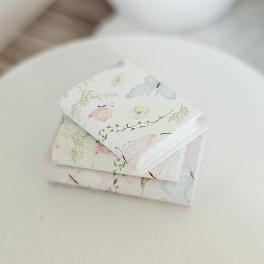 Floral Butterfly Books – Set of 3 | 1:12 scale dolls house miniature