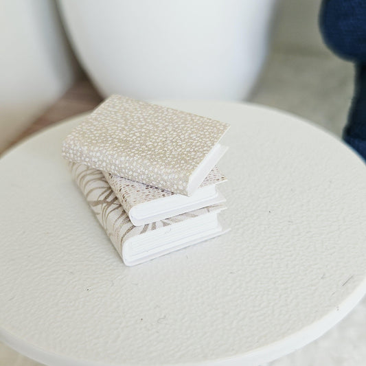 Beige Closed Books – Set of 3 | 1:12 scale dolls house miniature