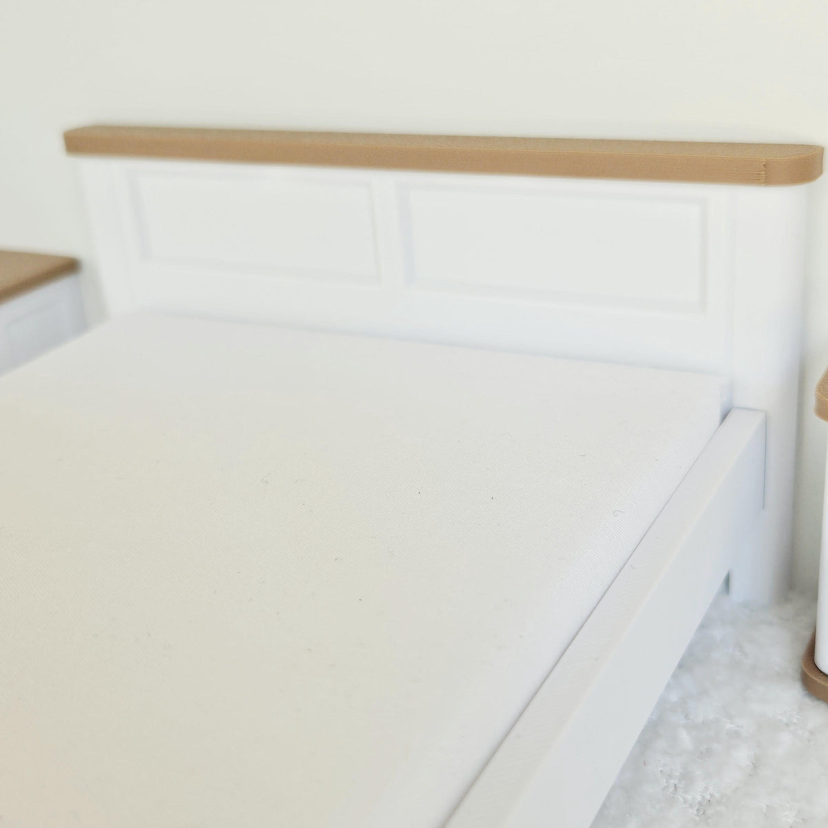 Double Bed with Handmade Mattress – alternate view 3 | 1:12 scale dolls house miniature