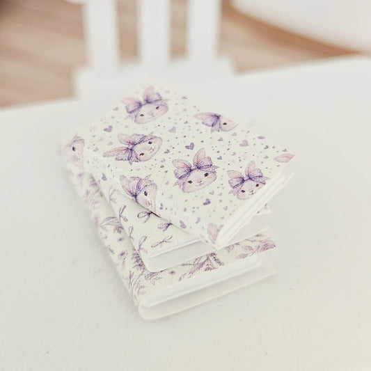 Purple Bunny Closed Books – Set of 3 | 1:12 scale dolls house miniature