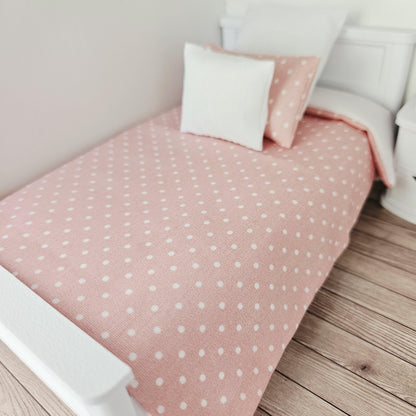 Dusky Pink Single Bedding Set | 1:12 scale dolls house miniature