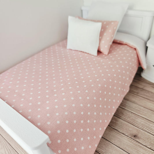 Dusky Pink Single Bedding Set | 1:12 scale dolls house miniature