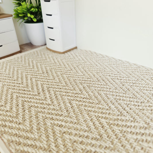 EX- Large Beige Herringbone Rug | 1:12 scale dolls house miniature