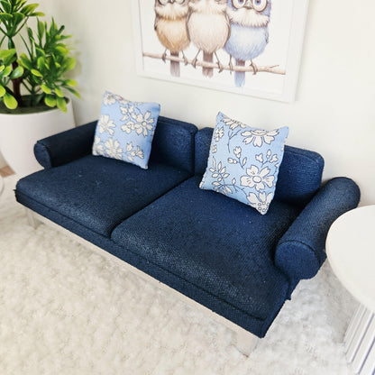 Navy Modern Sofa | 1:12 scale dolls house miniature