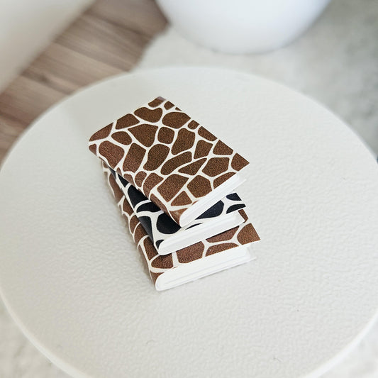 Animal print Closed Books – Set of 3 | 1:12 scale dolls house miniature