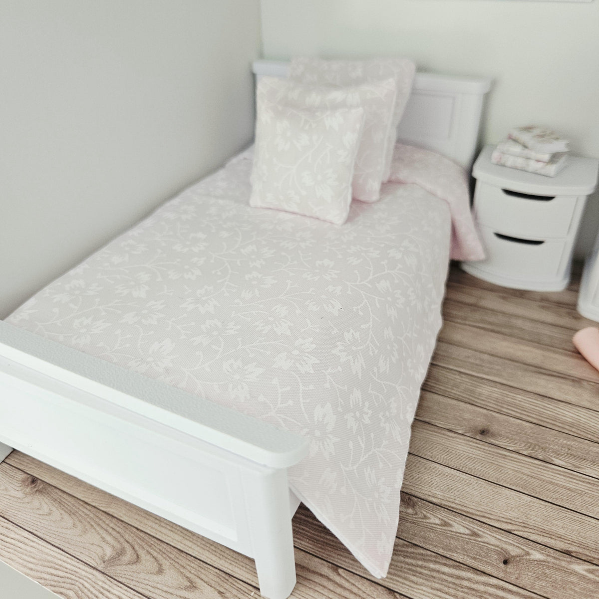Pink Ditsy Floral Single Bedding Set | 1:12 scale dolls house miniature