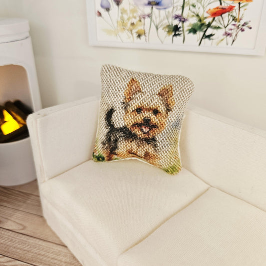 Yorkshire Terrier Cushion | 1:12 scale dolls house miniature