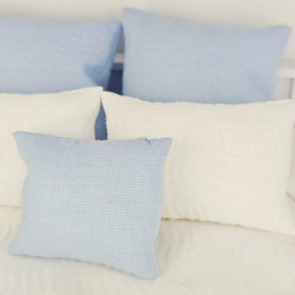 Blue & White Beach Double Bedding Set – alternate view 8 | 1:12 scale dolls house miniature