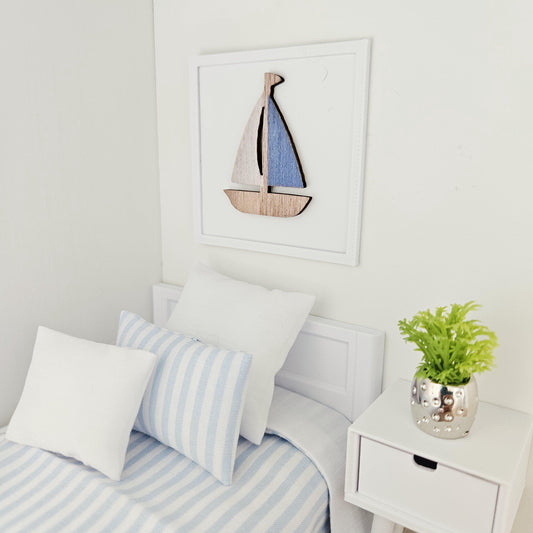 Wooden Sailing Boat Framed Art – alternate view 2 | 1:12 scale dolls house miniature