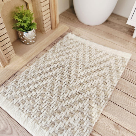 Small Beige Herringbone Rug – alternate view 2 | 1:12 scale dolls house miniature