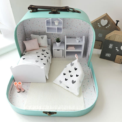 Heart Suitcase Dollhouse | 1:12 scale dolls house miniature