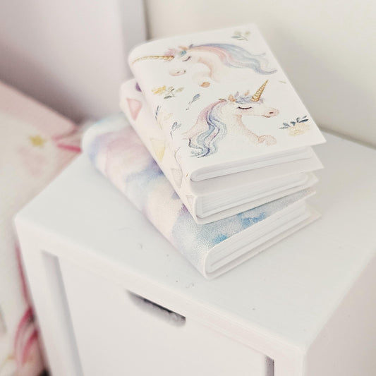 Unicorn Closed Books – Set of 3 – alternate view 2 | 1:12 scale dolls house miniature