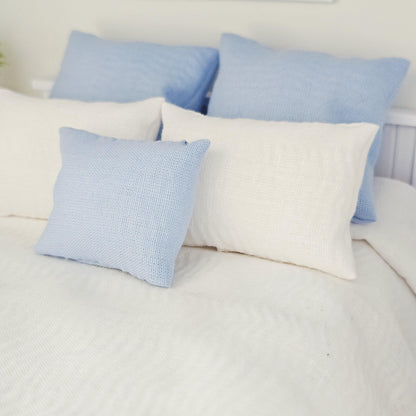Blue & White Beach Double Bedding Set – alternate view 6 | 1:12 scale dolls house miniature