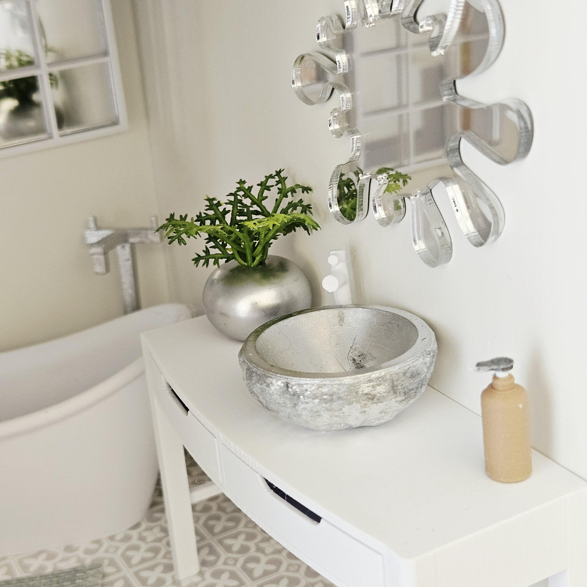 Vanity Stand with Stone-Effect Sink – alternate view 4 | 1:12 scale dolls house miniature